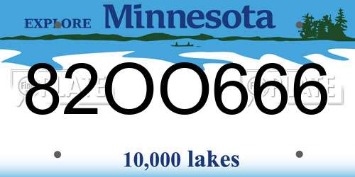 82OO666 Minnesota License Plate