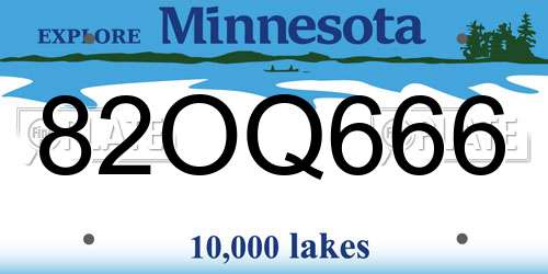 82OQ666 Minnesota License Plate
