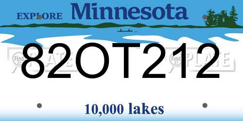 82OT212 Minnesota License Plate