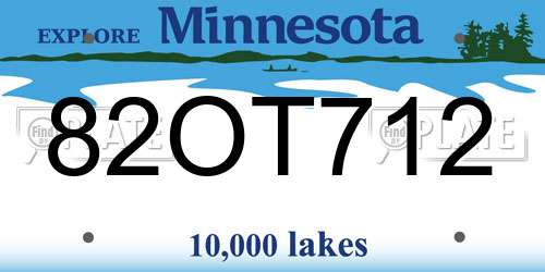 82OT712 Minnesota License Plate