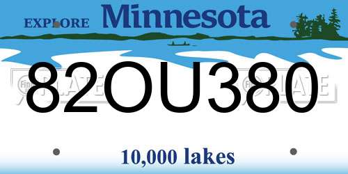 82OU380 Minnesota License Plate