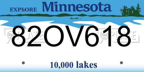 82OV618 Minnesota License Plate