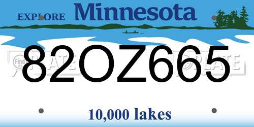 82OZ665 Minnesota License Plate