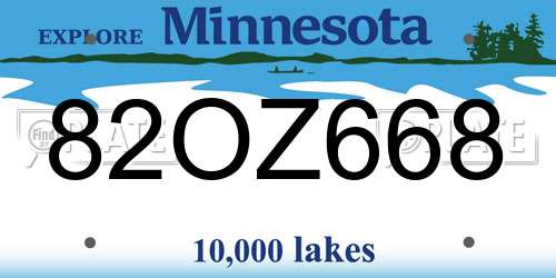 82OZ668 Minnesota License Plate