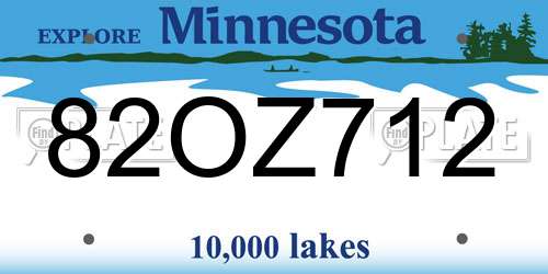82OZ712 Minnesota License Plate