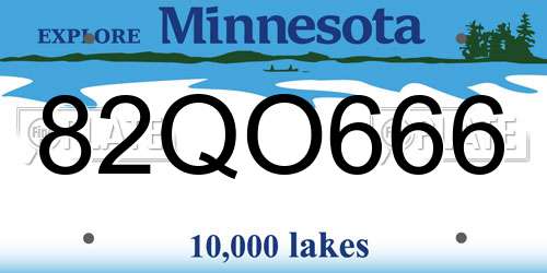 82QO666 Minnesota License Plate