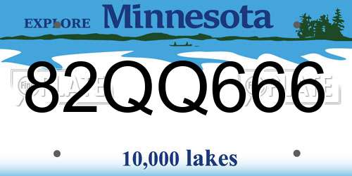 82QQ666 Minnesota License Plate
