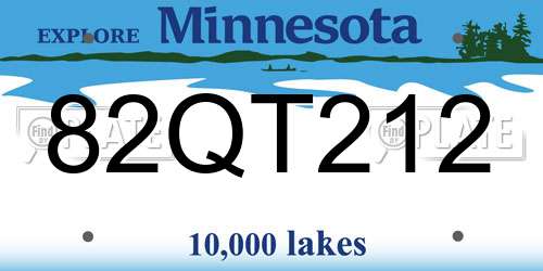 82QT212 Minnesota License Plate