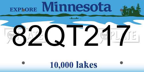 82QT217 Minnesota License Plate