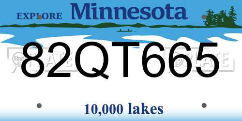 82QT665 Minnesota License Plate