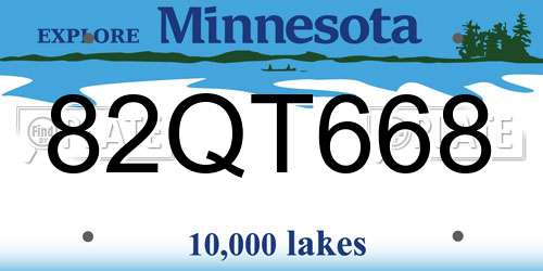 82QT668 Minnesota License Plate