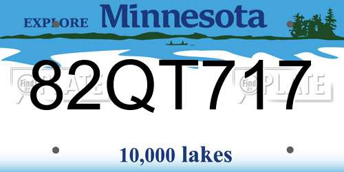 82QT717 Minnesota License Plate