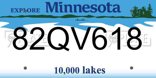 82QV618 Minnesota License Plate