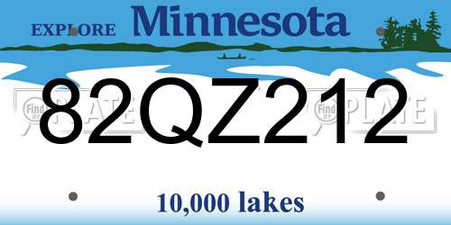 82QZ212 Minnesota License Plate