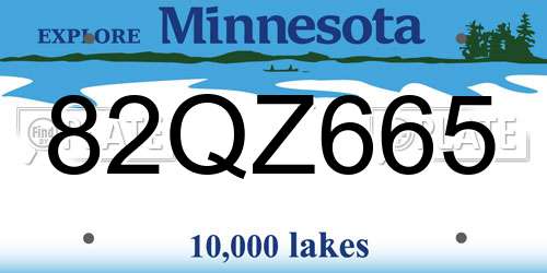 82QZ665 Minnesota License Plate