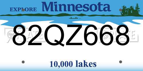 82QZ668 Minnesota License Plate