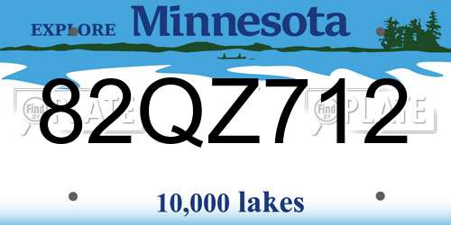 82QZ712 Minnesota License Plate