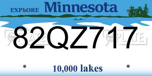 82QZ717 Minnesota License Plate