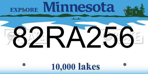 82RA256 Minnesota License Plate
