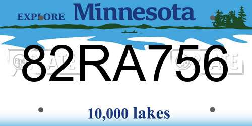 82RA756 Minnesota License Plate