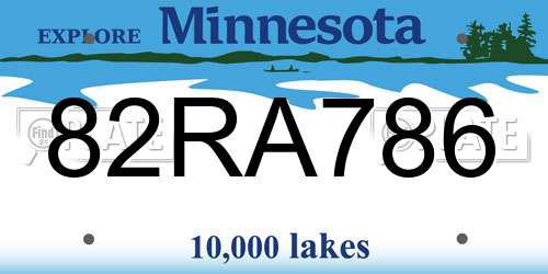 82RA786 Minnesota License Plate