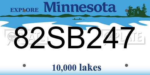 82SB247 Minnesota License Plate