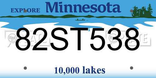 82ST538 Minnesota License Plate
