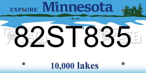 82ST835 Minnesota License Plate