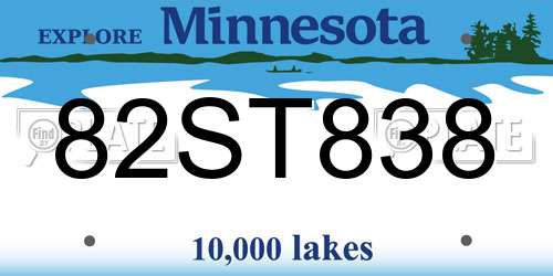 82ST838 Minnesota License Plate