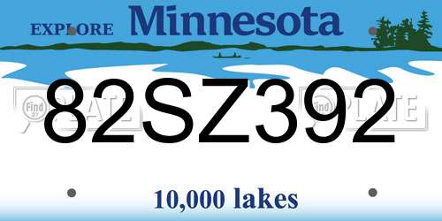 82SZ392 Minnesota License Plate