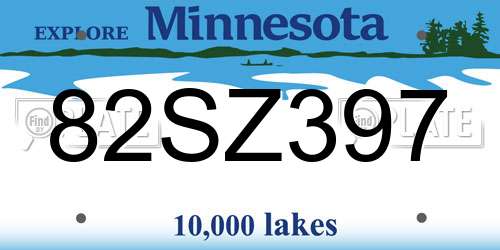 82SZ397 Minnesota License Plate
