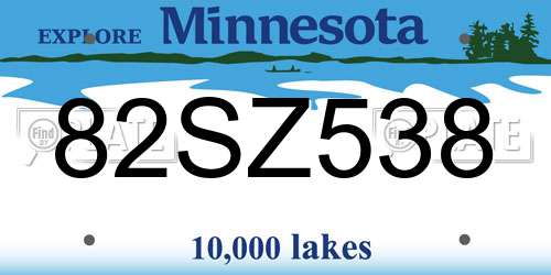 82SZ538 Minnesota License Plate