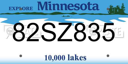 82SZ835 Minnesota License Plate