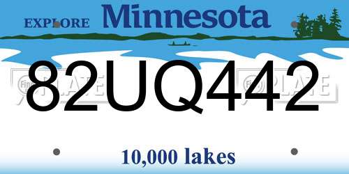 82UQ442 Minnesota License Plate