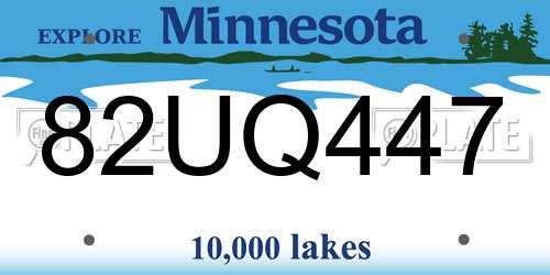 82UQ447 Minnesota License Plate