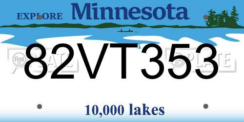 82VT353 Minnesota License Plate