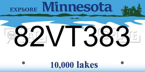 82VT383 Minnesota License Plate