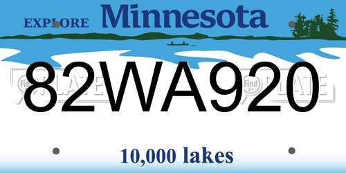 82WA920 Minnesota License Plate