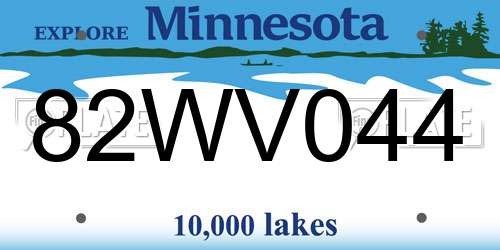 82WV044 Minnesota License Plate