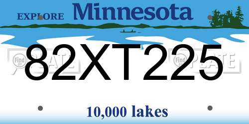 82XT225 Minnesota License Plate