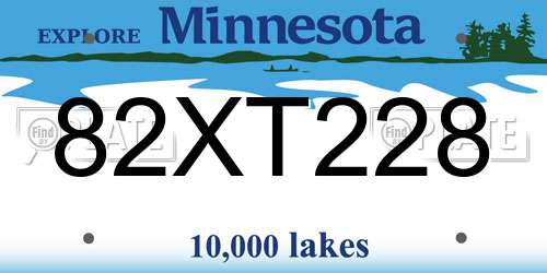 82XT228 Minnesota License Plate