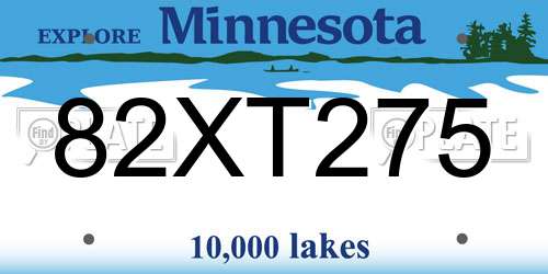 82XT275 Minnesota License Plate