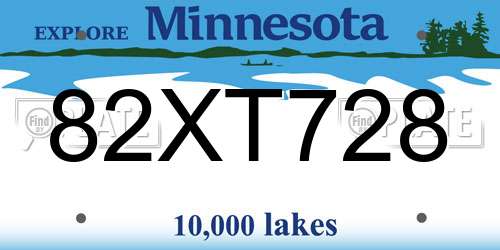 82XT728 Minnesota License Plate