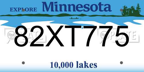 82XT775 Minnesota License Plate