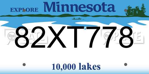 82XT778 Minnesota License Plate