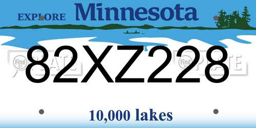 82XZ228 Minnesota License Plate