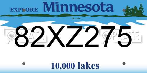 82XZ275 Minnesota License Plate