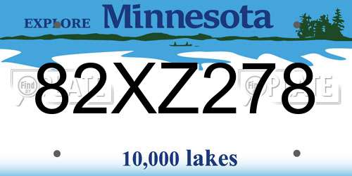 82XZ278 Minnesota License Plate