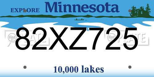 82XZ725 Minnesota License Plate