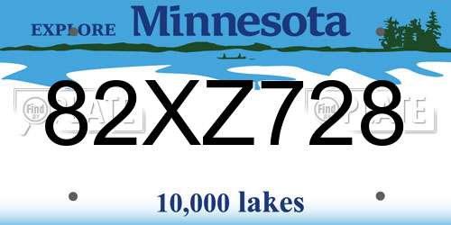 82XZ728 Minnesota License Plate
